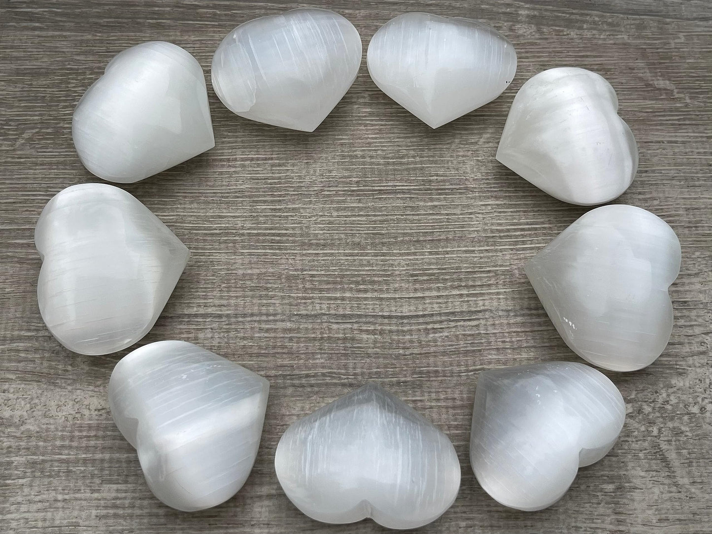 Selenite Gemstone Hearts, Polished Selenite Puffy Hearts, Selenite Crystal Palm Stone, Selenite Healing Crystal Hearts (1 Heart)