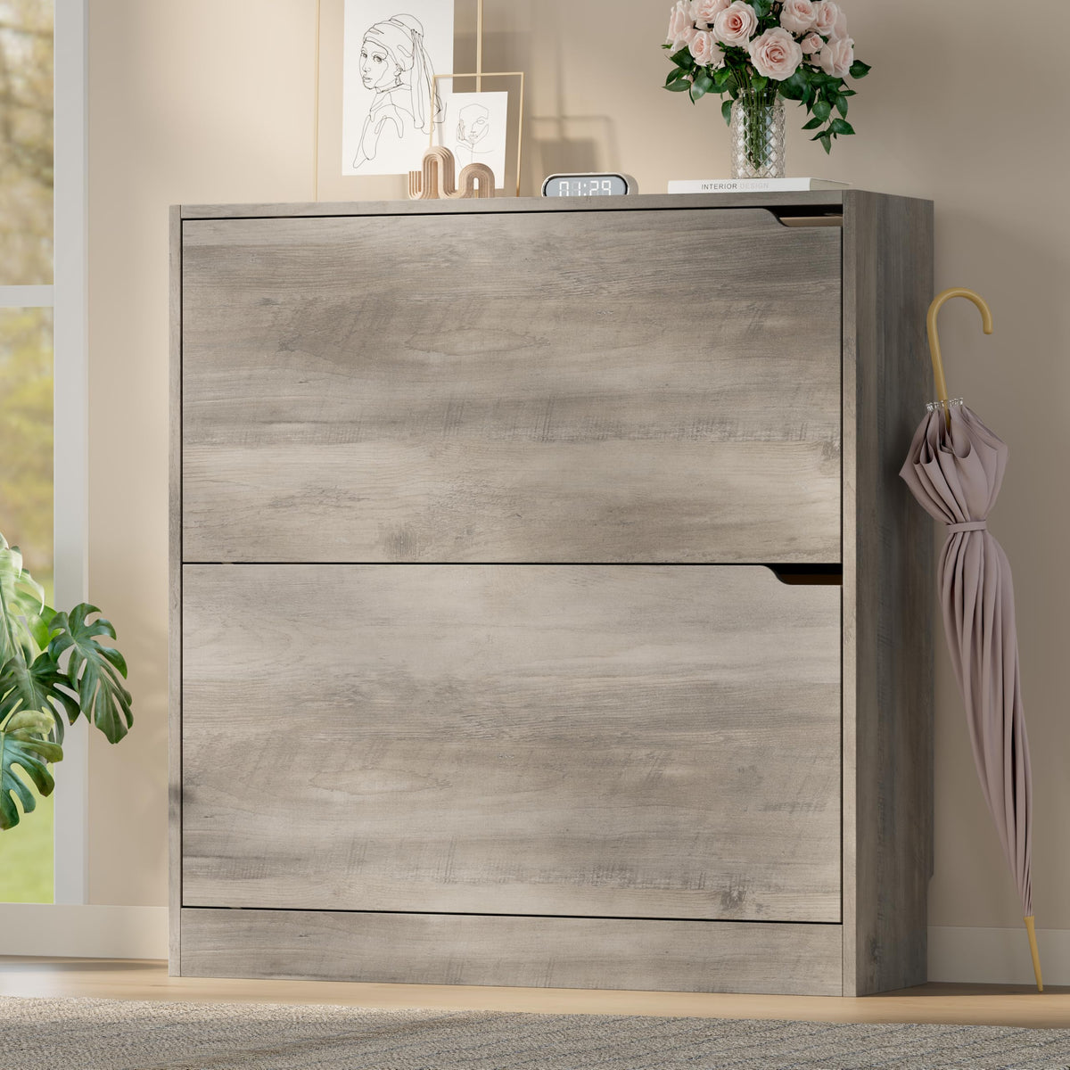 Shoe Cabinet with 2 Flip Drawers