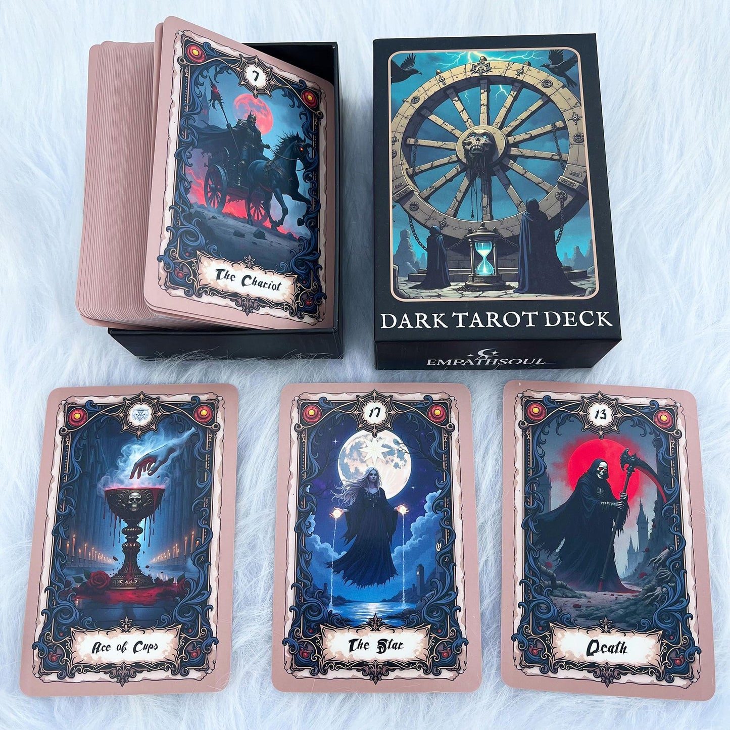 Unique Dark Gothic Tarot Deck, Tarot Cards for Beginners, Dark Fantasy Style Deck, Witch Divination Tool, Fortune Telling Tarot Learning Decks
