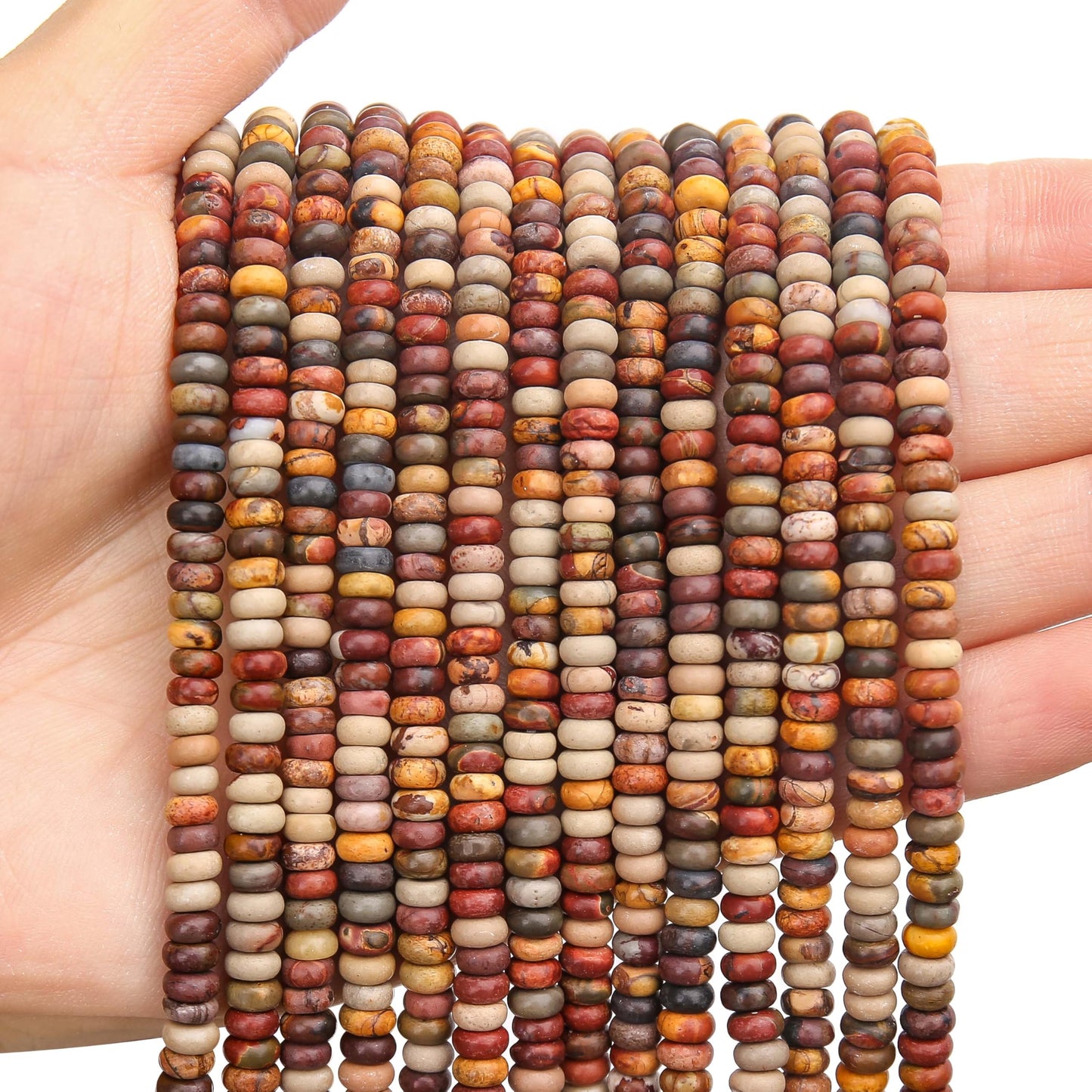 BONNY BOXX 1 Strand (150PCs) Natural 2 * 4mm Picasso Red Turquoise Rondelle Beads, Natural Abacus Disk Stone Beads Loose Spacer Gemstone for DIY Bracelet Necklace Jewelry Making