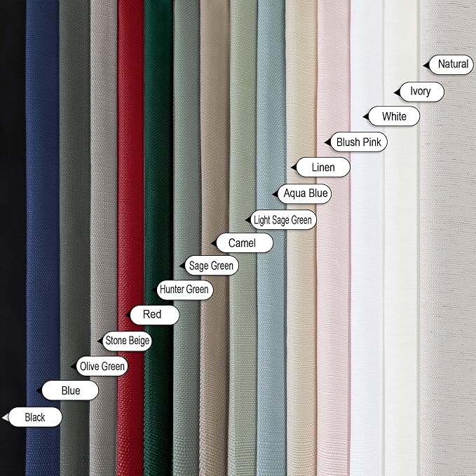 Chyhomenyc Curtains 45 Inch Length 2 Panels, Faux Linen Textured Semi Light Filtering Soft Airy Rod Pocket Window Treatment Drapes for Living Room Bedroom, Each 30 Wx45 L, Moon Beige