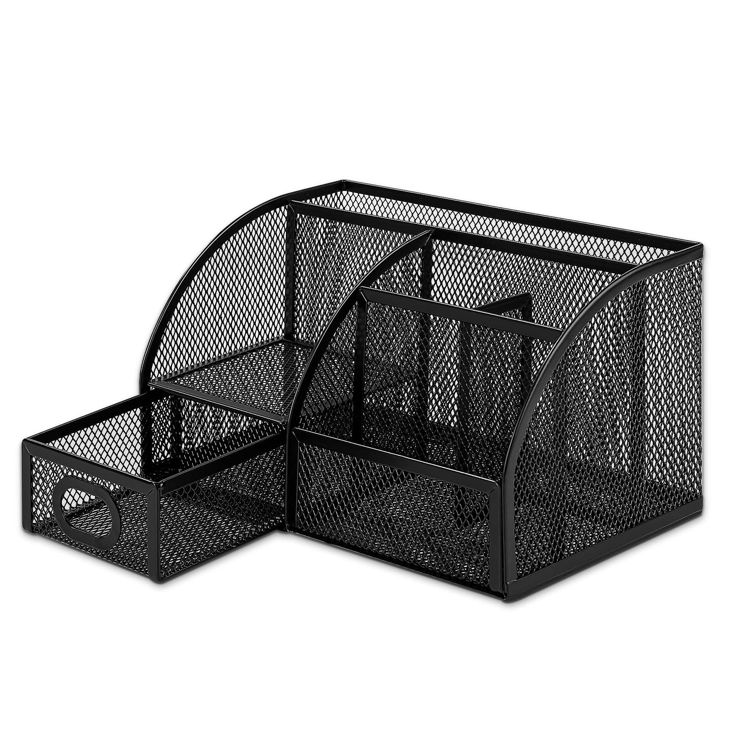 Amazon Basics Pen Holder and Desk Organizer, Office Supplies Storage Caddy, 9.1" x 5.9" x 5.5", Black