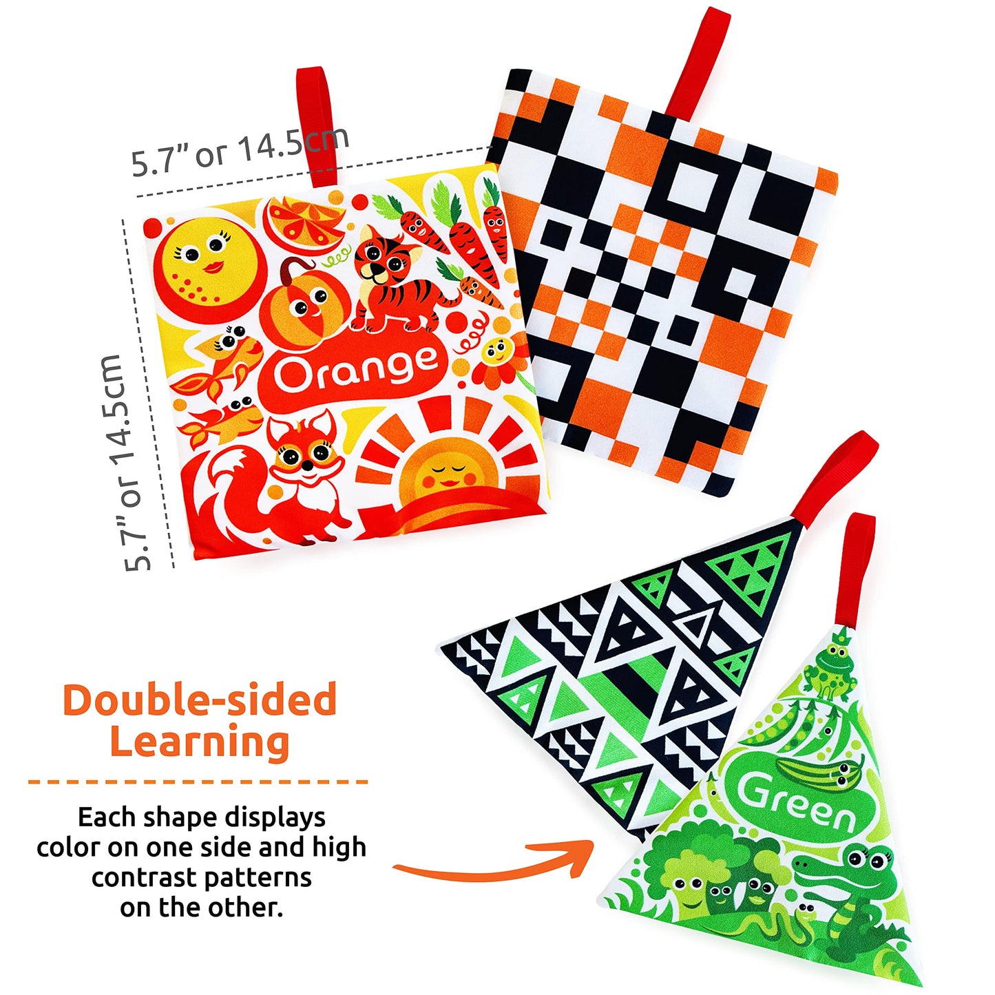 BabyBibi High Contrast Crinkle Paper Shapes - Baby Sensory Toys for Visual Development, Tummy Time - Crib, Stroller & Car Seat Crinkle Toys for Babies & Infants 3 Months+