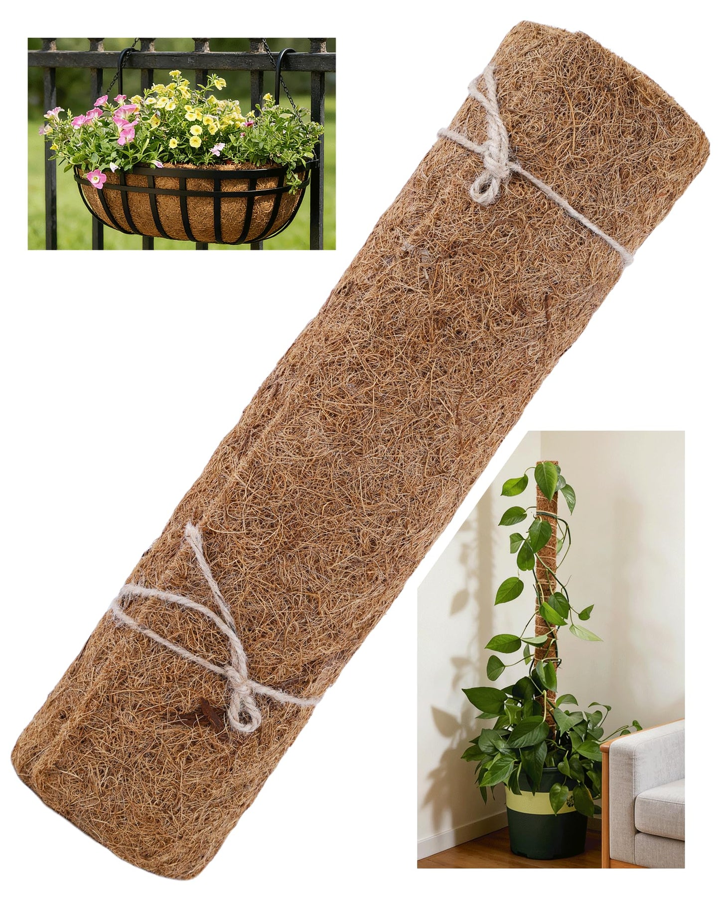 gardmate Coco Liners for Planters - Thick Coconut Fiber, Pre-Drained Planter Liner, Reptile Bedding & Garden Mat | 100% Natural & Biodegradable Coconut Coir for Plants (16" x 160")
