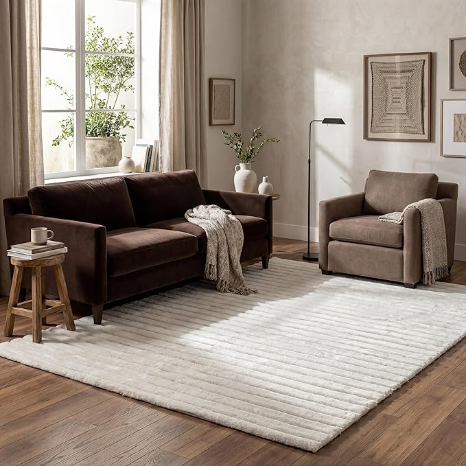 Nuloom SuperiorWash Collection Kai Off-White, 5' x 8', Fluffy and Cozy, High Traffic, Stain Resistant, Easy Clean, Durable Washable Area Rug for Bedroom, Living Room, Dining, Den, Foyer, Entryway