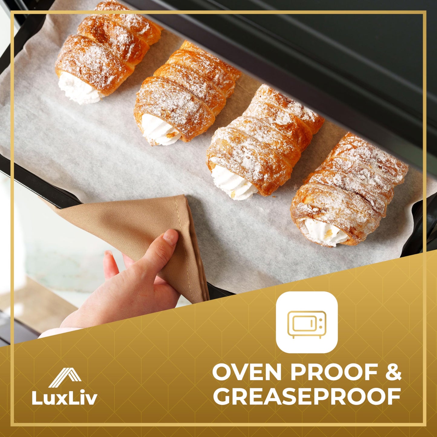 LuxLiv® 12 in x 164 ft White Parchment Paper Roll for Baking – Non-Stick Greaseproof Baking Paper, Cooking & Air Fryer Paper, Sourdough Bread Baking Supplies, Extra-Thick & Easy-Tear Roll
