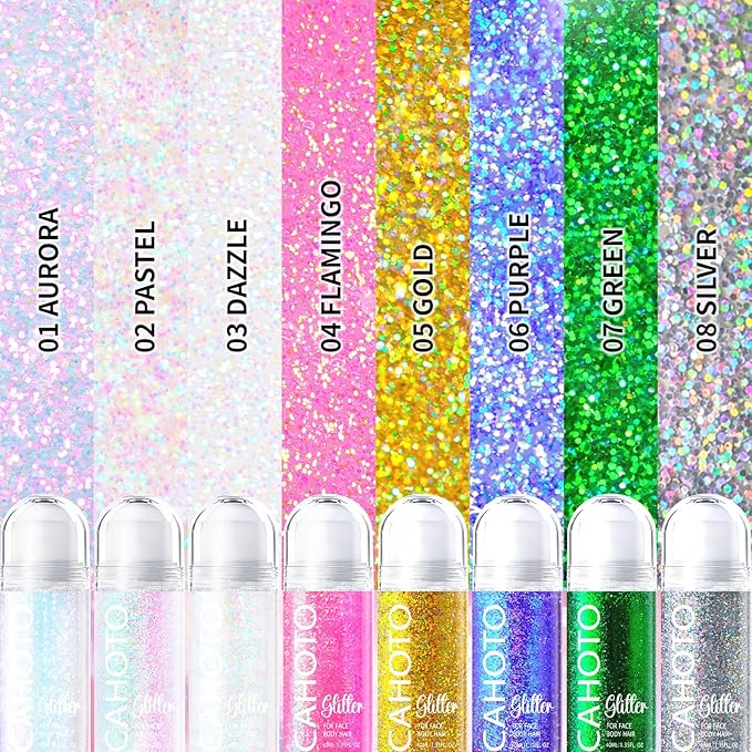 CAHOTO Green Rolling Glitter for Face Body & Hair, Roll-on Sequins for St. Patrick's Day, Sparkling Accessories for Christmas Concert Rave Festival Halloween Party Mardi Gras Carnival, 1.35fl.oz