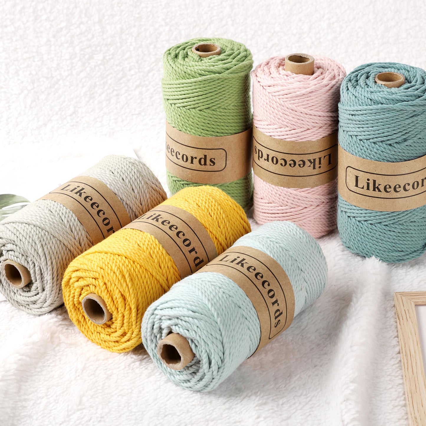 Likeecords 2 Rolls of Cotton Macrame Cord 3mm x 100m, 3 Strand Twisted, Macrame Rope, Macrame String Cotton Yarn, Macrame Yarn Craft Cord for Knitting Plant Hangers Christmas Décor (Terra Cotta)