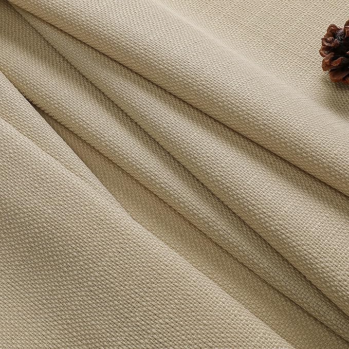 Chyhomenyc Camel Curtains 45 Inch Length 2 Panels, Faux Linen Textured Semi Sheer Light Filtering Soft Airy Rod Pocket Window Treatment Drapes for Living Room Bedroom, Each 30" Wx45 L