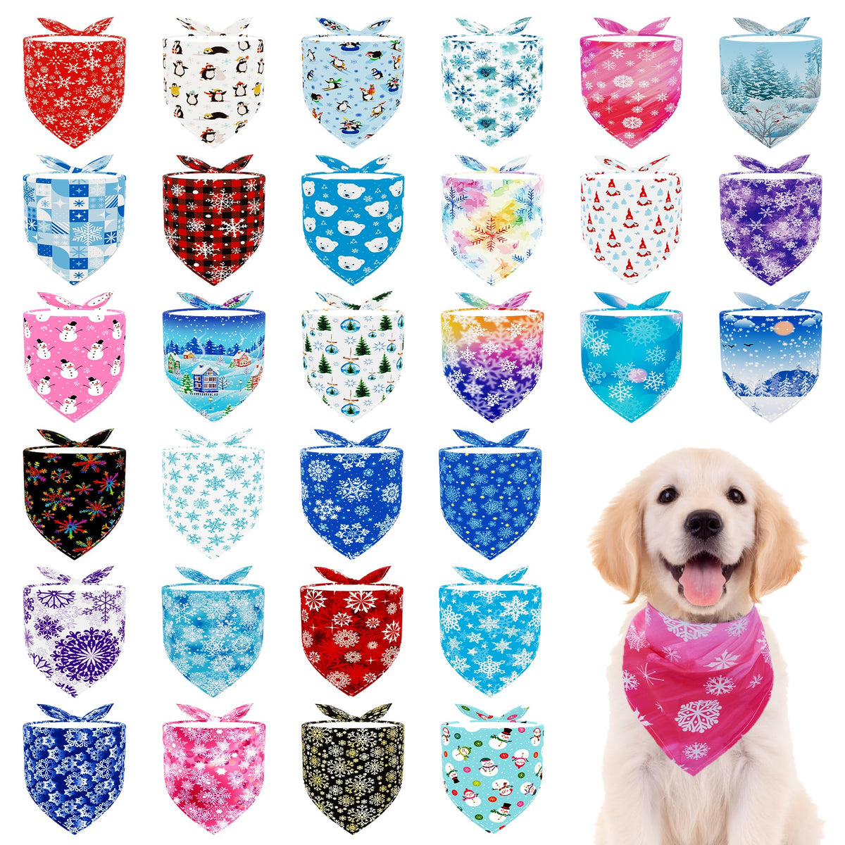 Pai Sence Pride Day Dog Bandanas Bulk for Small Dogs Sewn Edges 18" 30Pcs S