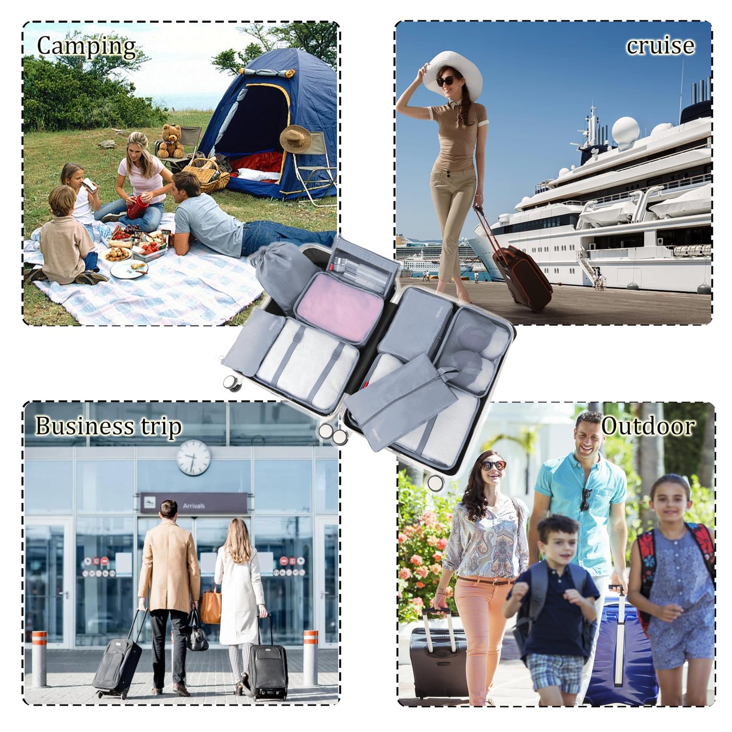 9 set Packing Cubes for Travel,Effortless Organization Cube for Quick Packing& Unpacking, Travel Must Have Suitcase Organizer Essentials for any Journey,Cruise,Business trip,Camping,hiking,Vacation.