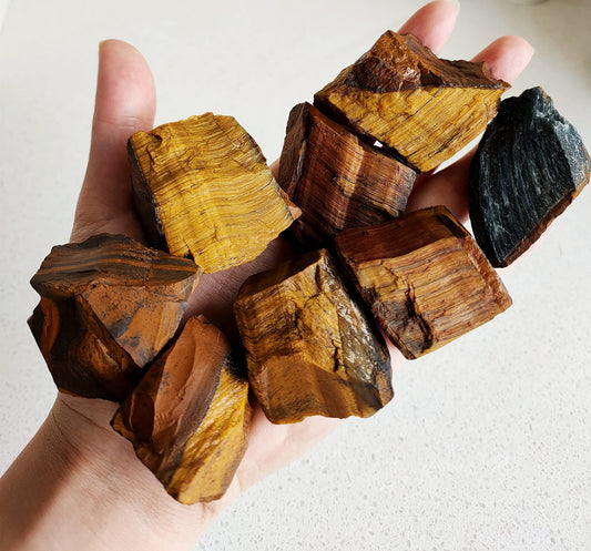 1 lb Rough Crystals Bulk Raw Tiger Eye Healing Stones for Tumbling, Wire Wrapping, Wicca Reiki,Meditation