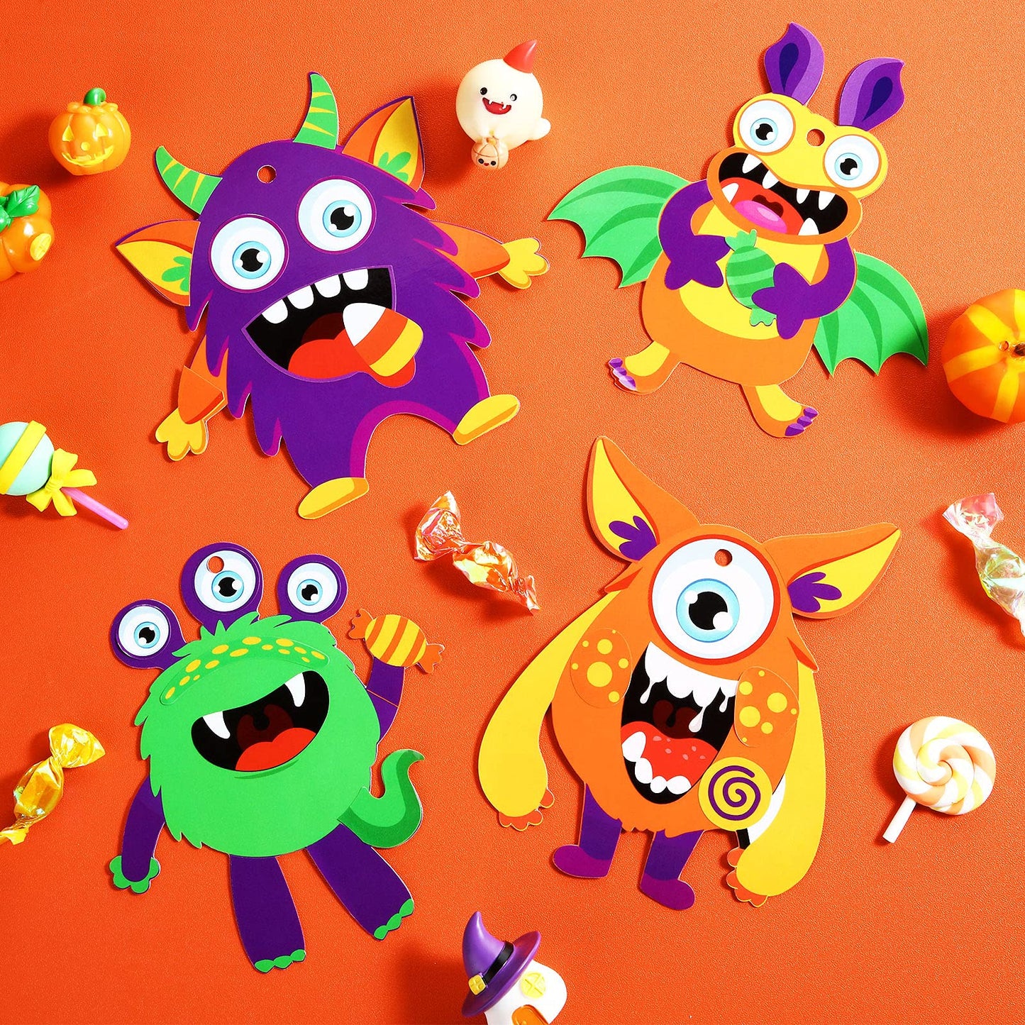 Sumind 36 Sets Halloween Craft Paper Ornaments Kits DIY Craft Halloween Paper Decorative Kit Art DIY Handcraft Supplies for Game Activities