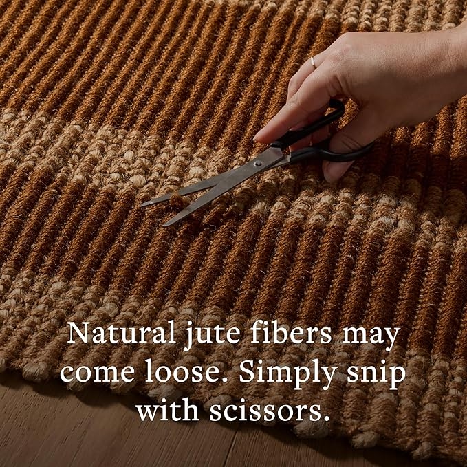 Loloi Leanne Ford Weatherstaff Collection WTS-04 Cinnamon/Natural 7'-9" x 9'-9" Area Rug Jute, Striped, Neutral, Living Room, Bedroom, Dining Room