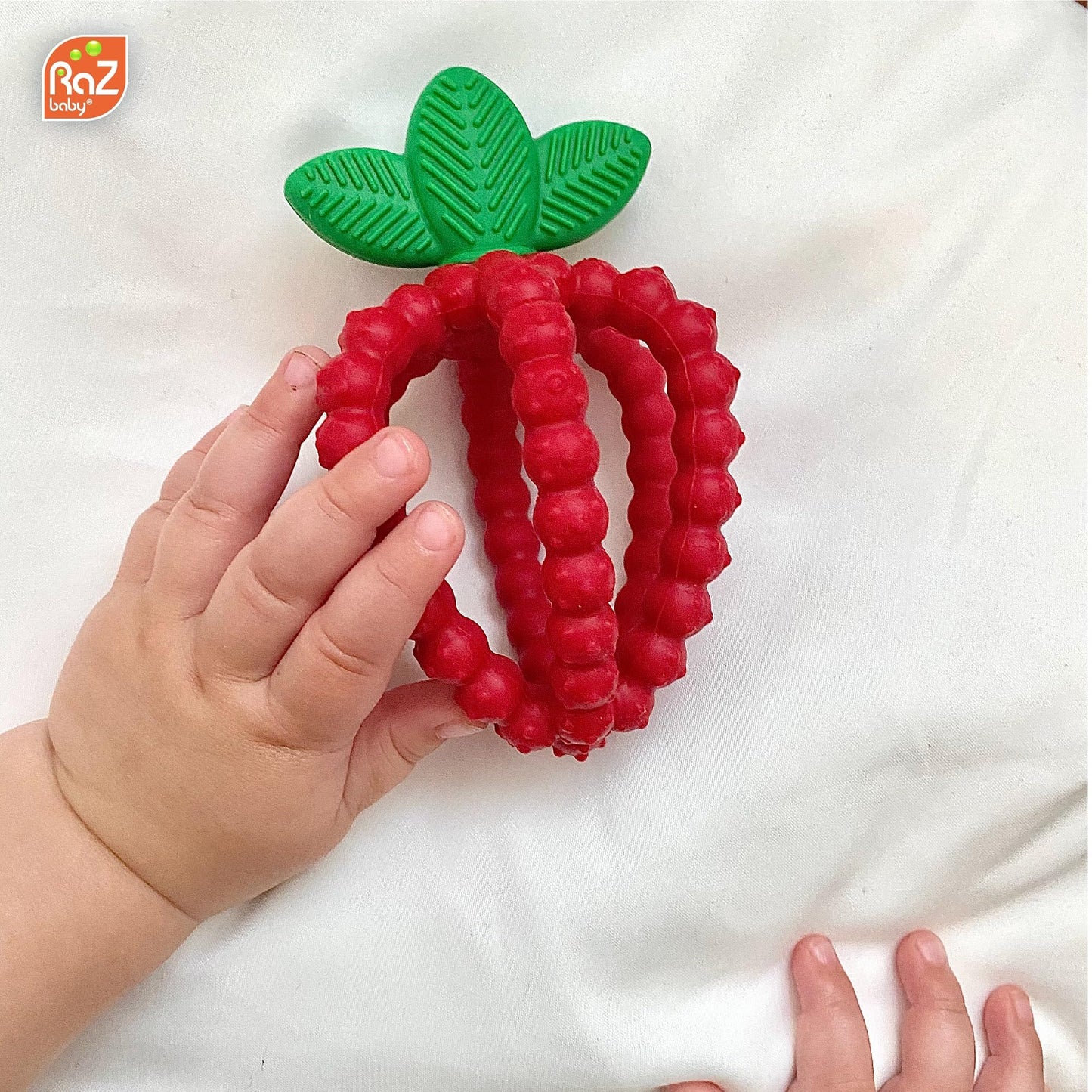 RaZBaby Silicone Infant & Baby Teething Toy Bundle - 3m+ - BerryBumps Soothe Babie's Sore Gums Back and Front - BPA Free, Easy to Hold