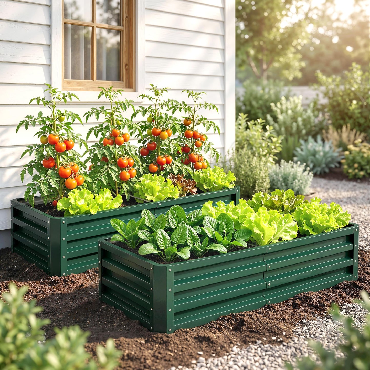 Outsunny Galvanized Raised Garden Bed, 4' x 2' x 1' Metal Planter Box, for Growing Vegetables, Flowers, Herbs, Succulents, Green