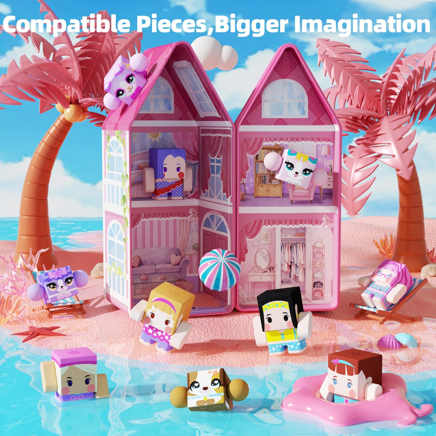 GobiDex Magnetic Figures Set- Portable Tin with Spinning Animals & Characters, STEM Travel Toys for Girls Ages 3+, Princess Pretend Play Gift