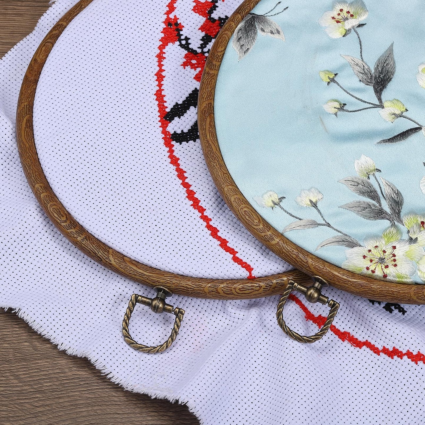 PATIKIL 10 Pieces 6.3"x4.7" Embroidery Hoops Frame Imitated Wood Oval Cross Stitch Hoop Ring for Embroidery Art Craft Handy Sewing Decoration