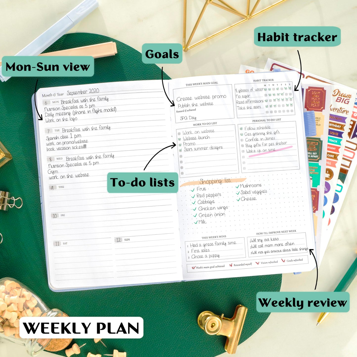 Legend Planner – Undated Weekly & Monthly Life Planner to Hit Your Goals & Live Happier, Organizer Notebook & Productivity Journal, A5 (Periwinkle, Gold)