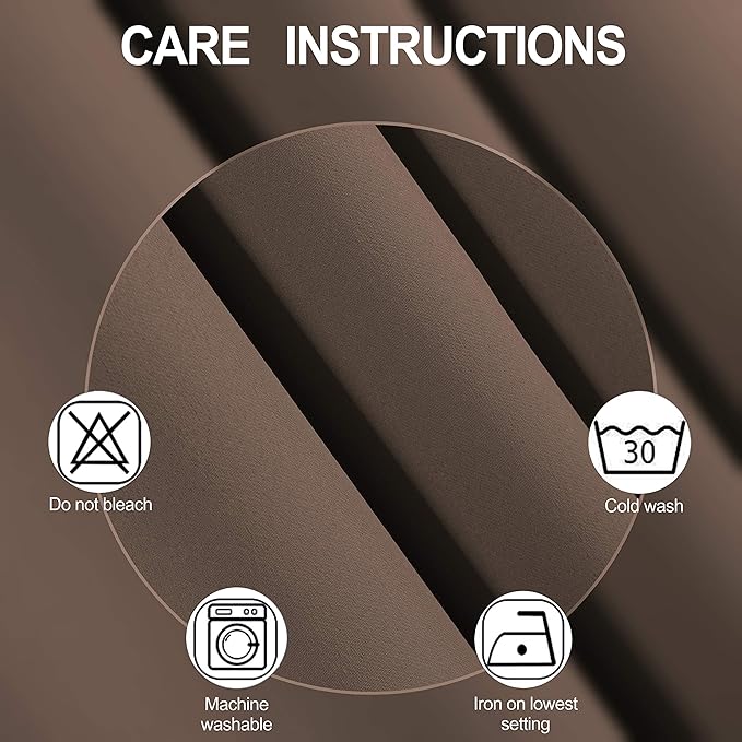 LEMOMO Chocolate Brown Blackout Curtains 38 x 54 Inch Length/Set of 2 Curtain Panels/Thermal Insulated Room Darkening Blackout Curtains for Bedroom