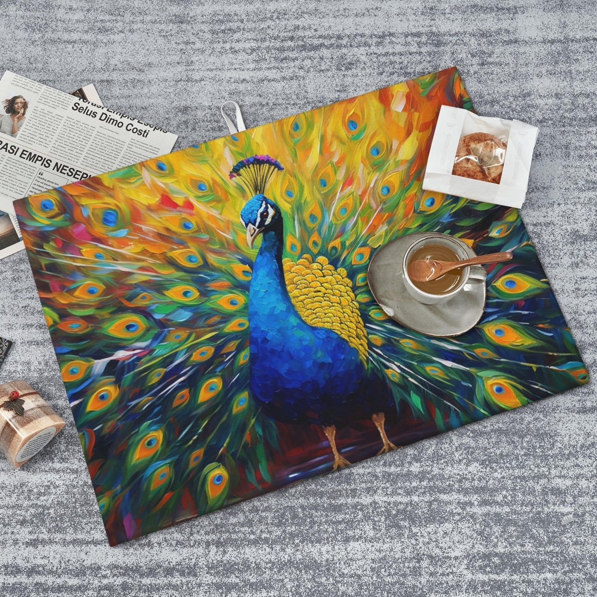Beautiful Peacock Dish Drying Mat for Kitchen Counter 18"x24"