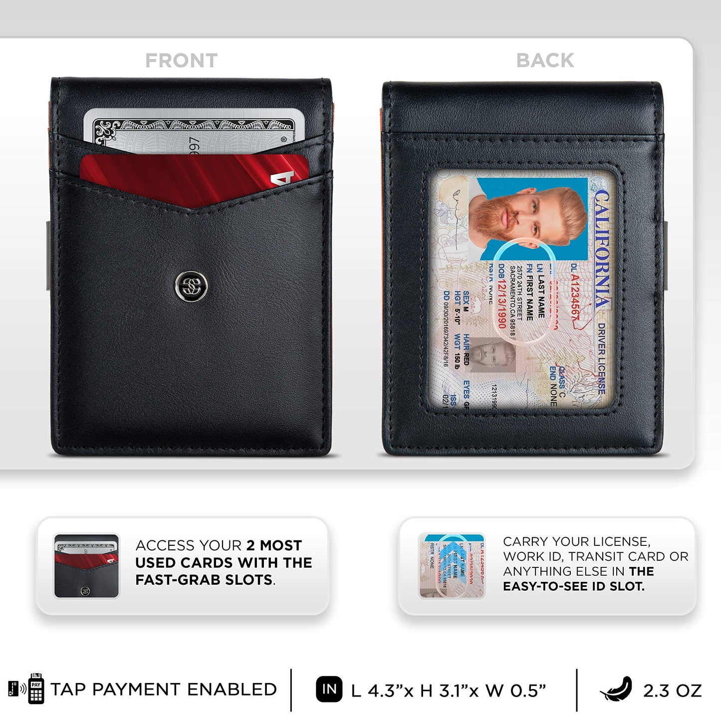 Suavell Slim Wallets for Men. Minimalist Bifold Wallet With Money Clip & ID Window. RFID Blocking Credit Card Holder Front Pocket Wallet, Gifts For Men - Husband Father On Birthday Anniversary.