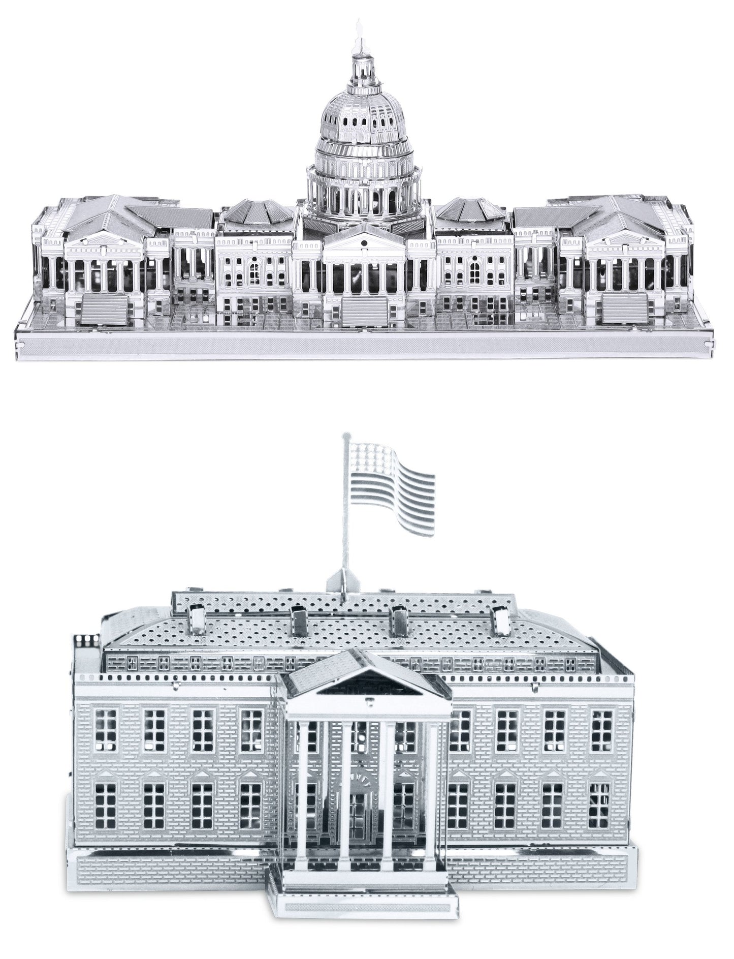Metal Earth 3D Laser Cut Models - U.S. Capitol Building AND White House = SET OF 2