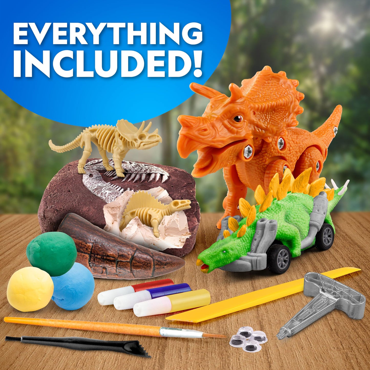 National Geographic Ultimate Dinosaur Activity Kit – 5 Hands-On Activities for Kids 4+, Build a Triceratops, Dig Out a T. Rex Tooth, Paint a Dino Car, Create Clay Dino Models
