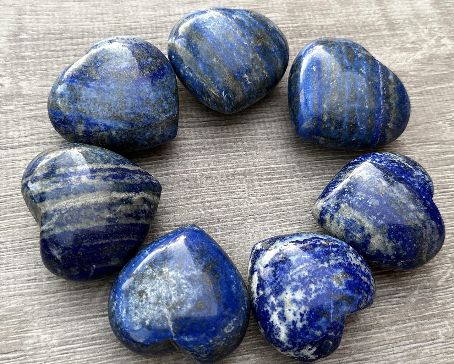 Lapis Lazuli Gemstone Hearts, Polished Lapis Lazuli Puffy Hearts, Lapis Lazuli Crystal Palm Stone, Lapis Lazuli Healing Crystal Hearts (1 Heart)