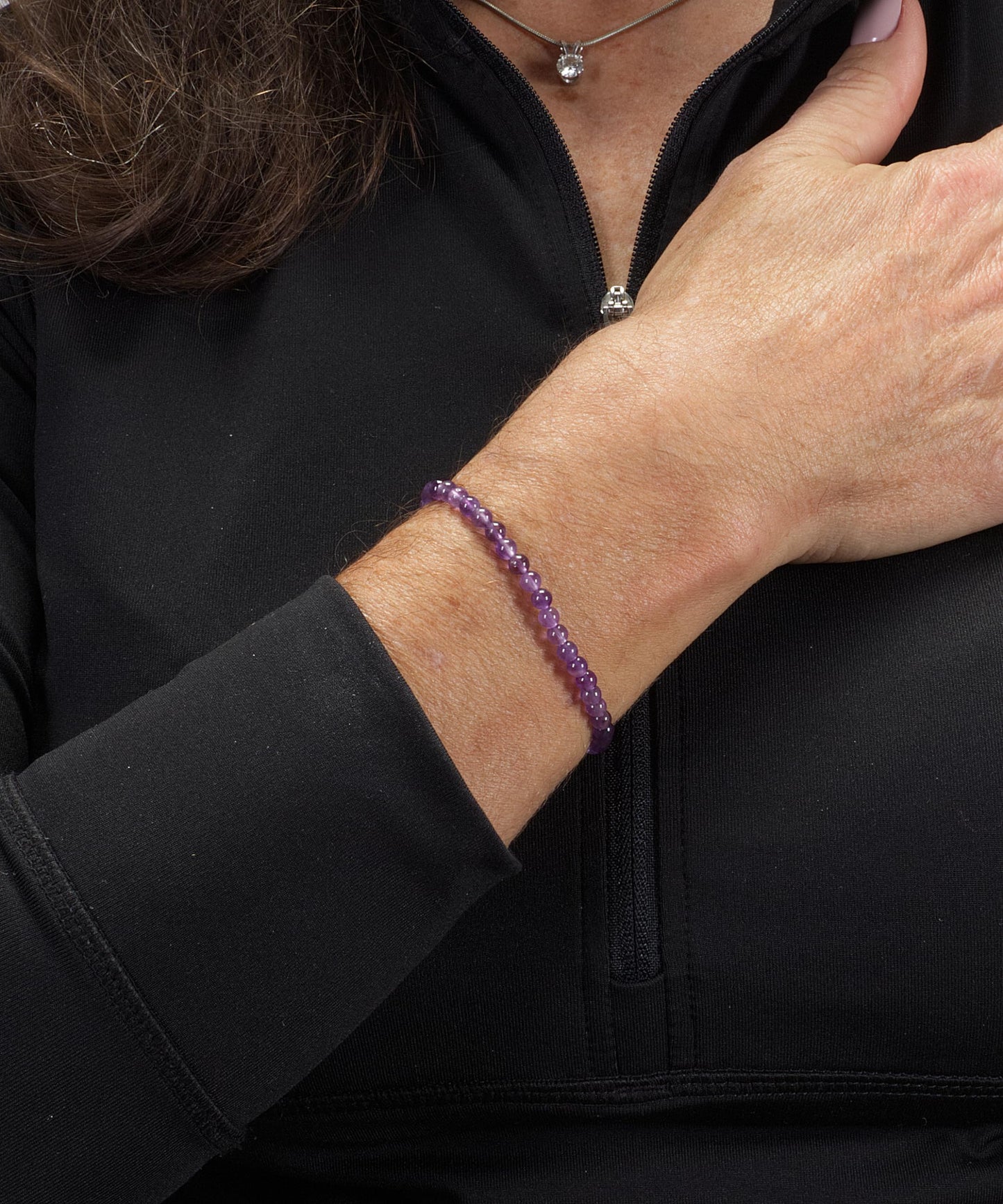 Cherry Tree Collection - Small, Medium, Large Sizes - Gemstone Beaded Bracelets For Women and Men - 4mm Round Beads (Amethyst, Small)