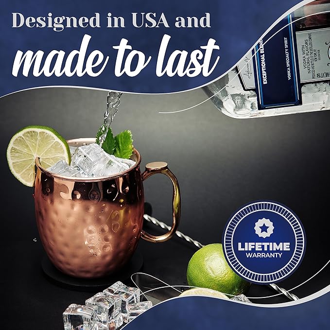 Stainless Steel Lined Copper Moscow Mule Cups Set of 96 (19oz) | Food Safe | High Grade Stainless Steel Mug w/New Thumb Rest | Tarnish-Resistant Steel Interior