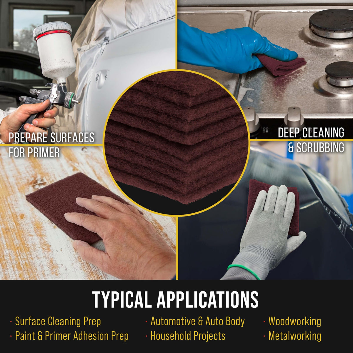 Premium 6" x 9" Maroon General Purpose Scuff Pads (10 Count)