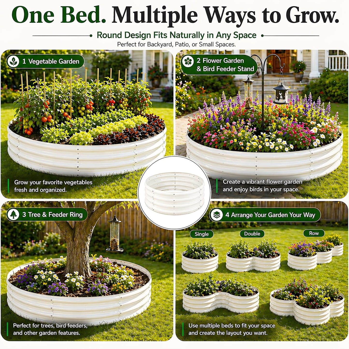 XGMDD Premium Round Raised Garden Bed, 6FT Large Thickened Galvanized Metal Planter Box, 0.7mm Reinforced Rust-Resistant, Easy DIY Assembly Above Ground Gardening Bed for Vegetables, Flowers & Herbs