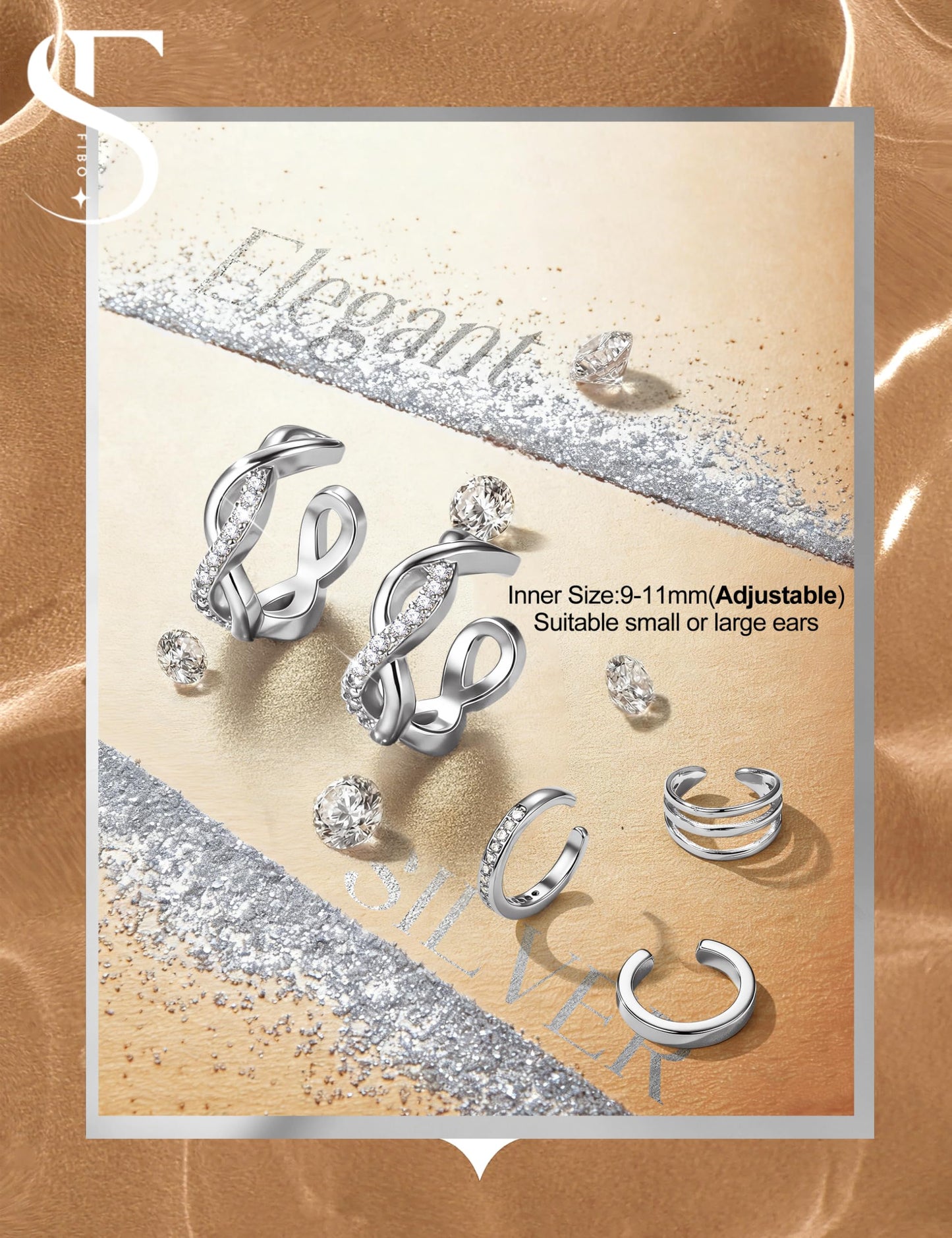 4 Pairs Ear Cuffs Non Piercing - Silver Plated Ear Cuffs Earrings for Women Trendy Ear Cuff for Non Pierced Ears Clip On Carrtilage Earring Lightweight Adjustable Fake Earrings Set Classic