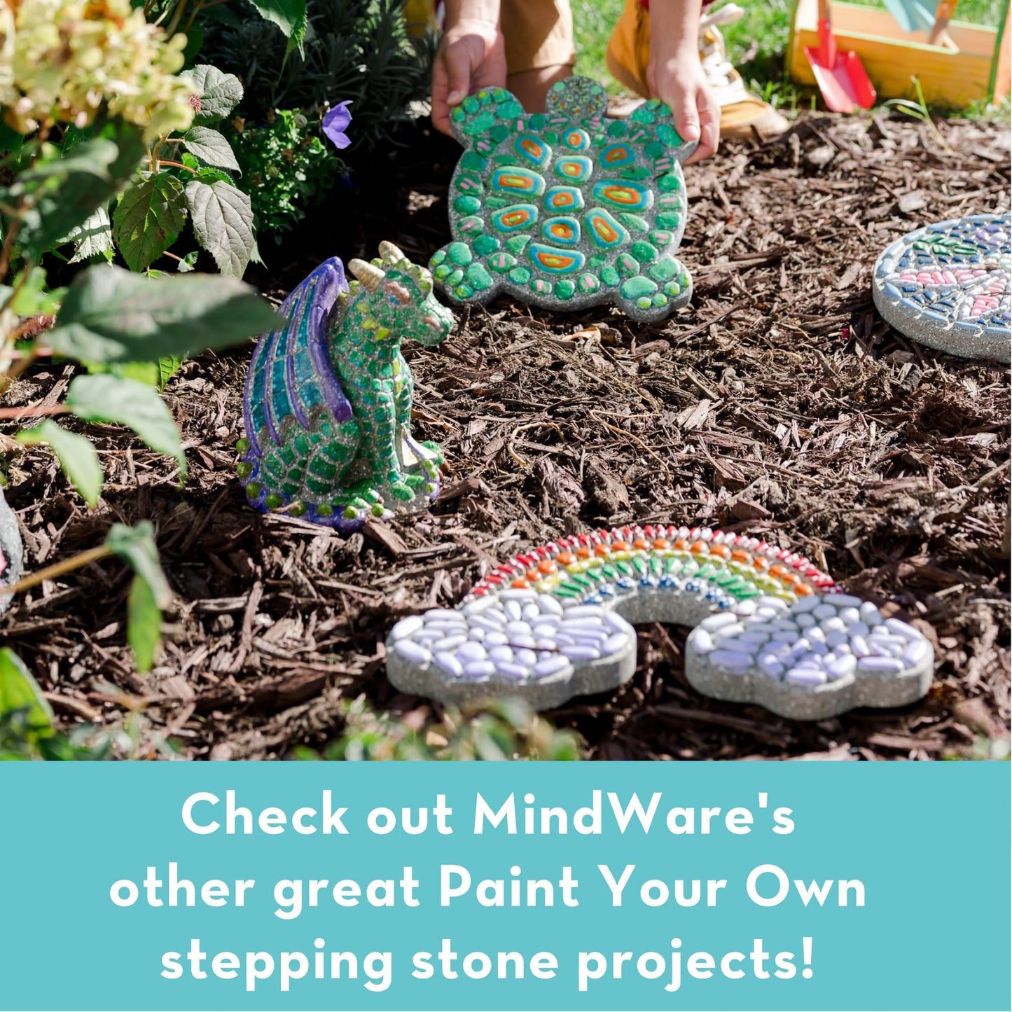 MindWare Turtle Stepping Stone Kit: Paint Your Own Stepping Stones for Kids Craft Kit Includes Paint, Brushes and Instructions