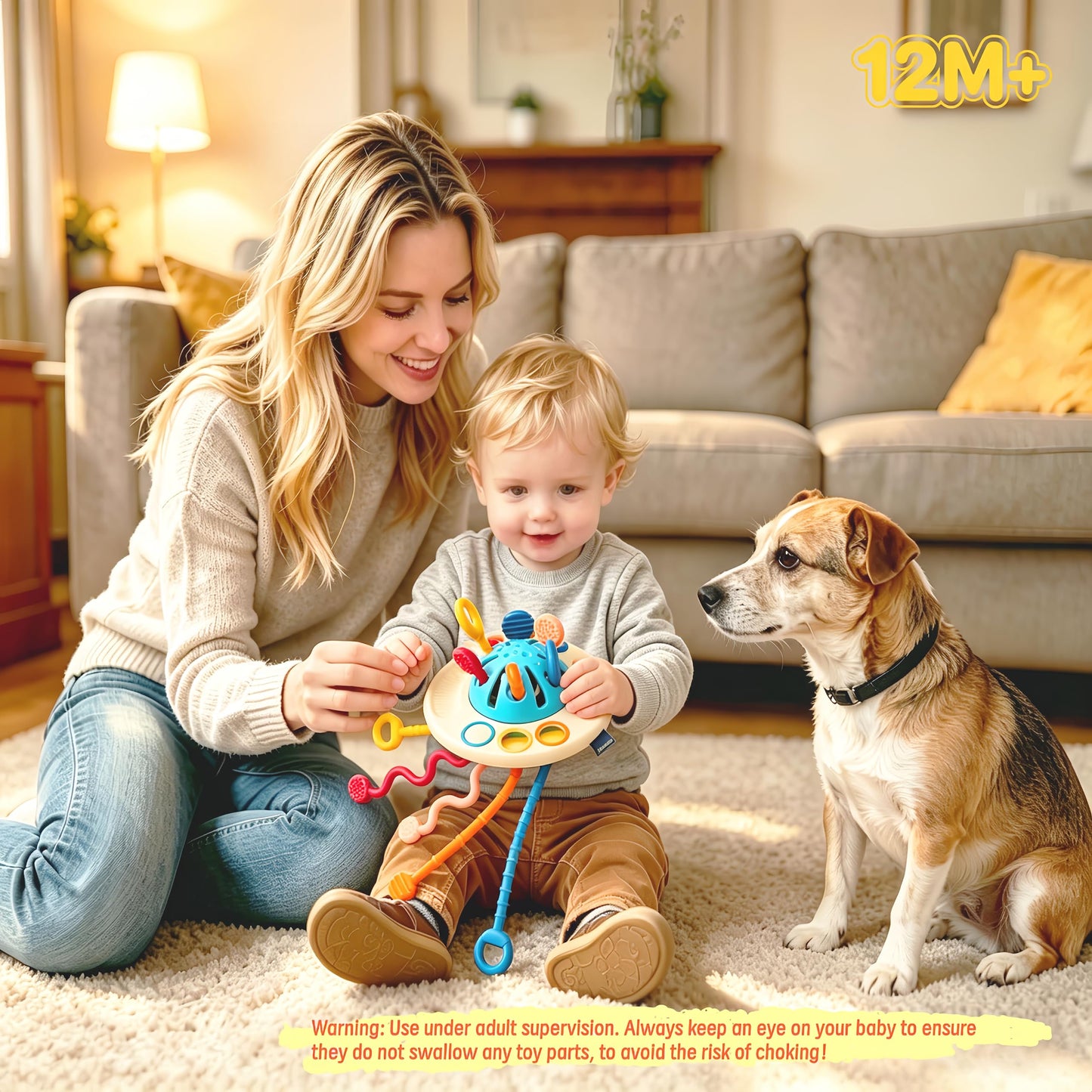 Fyxttalor Montessori Baby Toys for 12M+, UFO Sensory Play Set for Toddlers, Pull String Pull String Toy in Stollers Developmental Toys for Fine Motor Skills Gift for Boys& Girls