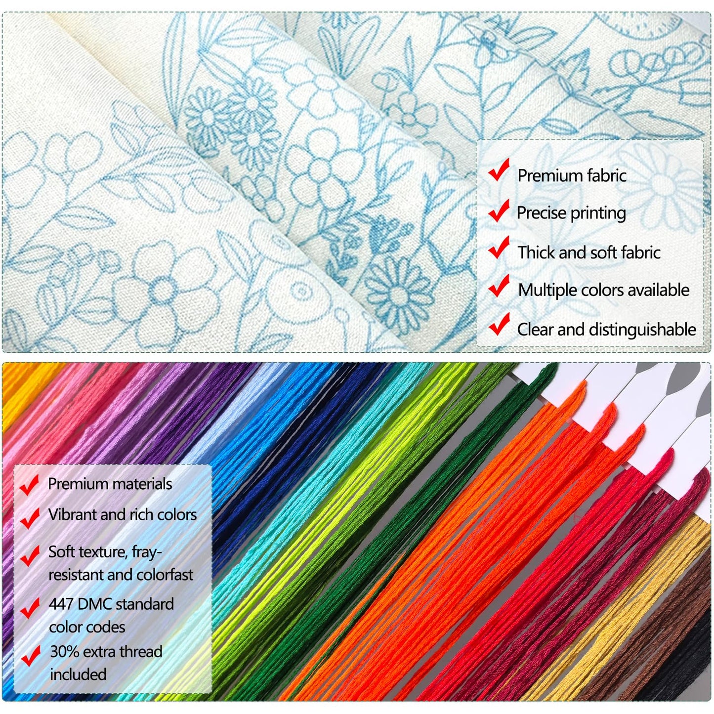 Zhenqing 4 Landscape Scenes Embroidery Kit for Beginners, 4-Pack Circular Designs with 20cm Hoop, Pre-Printed 29x29cm Cotton Fabric & Threads for Home Decor (JC0038)