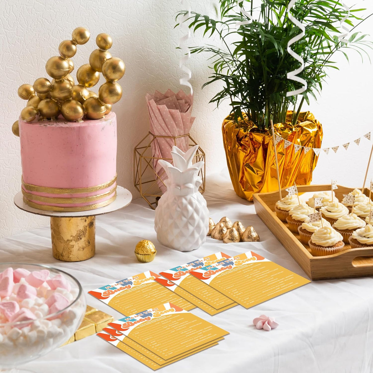 YSTEP Boho Sunshine 30 Name That Baby Song Game Cards with 1 Answer Card, Gender Reveal Party Supplies Favors (5"x7") -A06