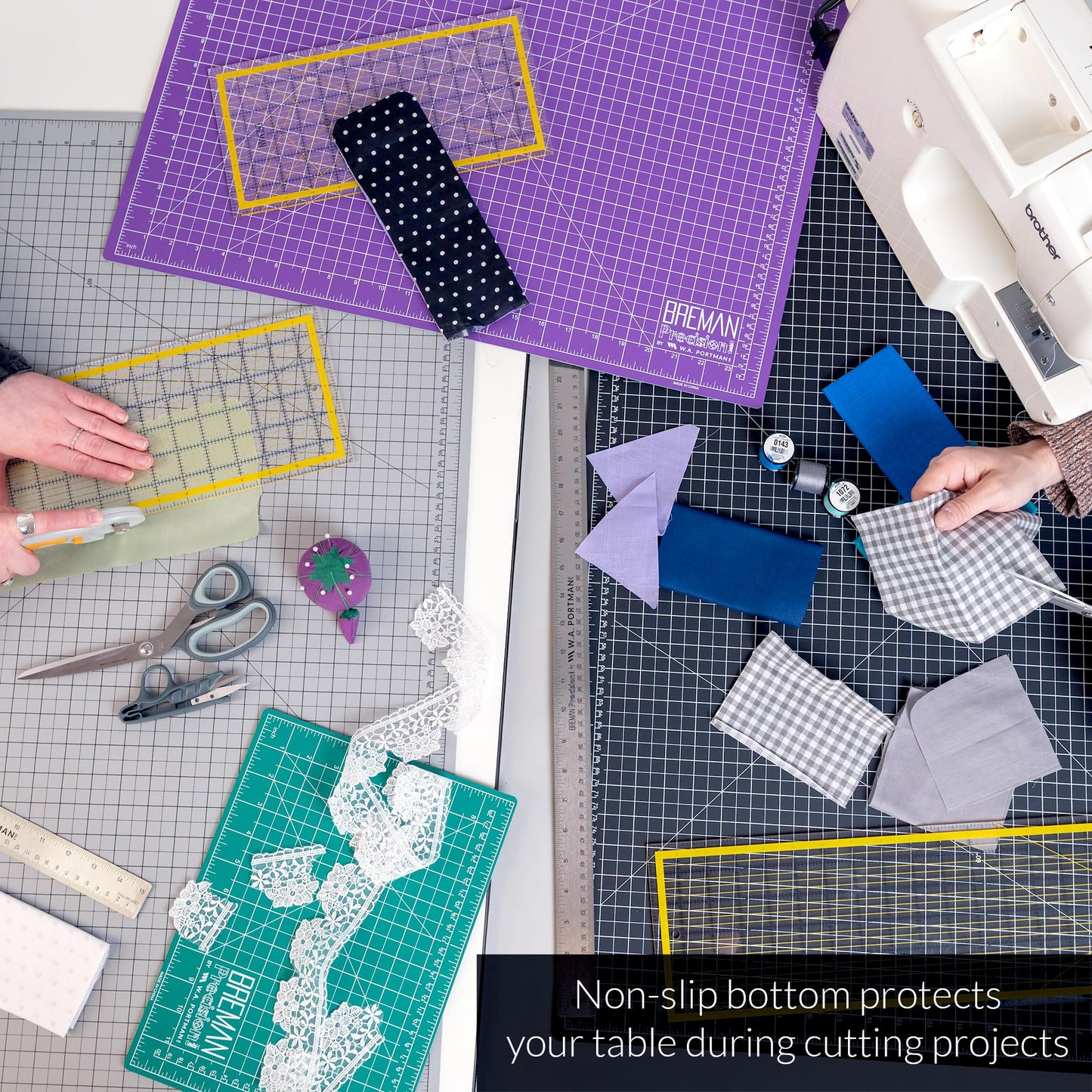 Breman Precision 24x36 Inch Self Healing Cutting Mat – 2-Sided 5-Ply PVC Purple/Gray Cutting Mats for Crafts, Sewing, Quilting & DIY Projects with Durable Non-Slip Surface and Precise Grid Lines