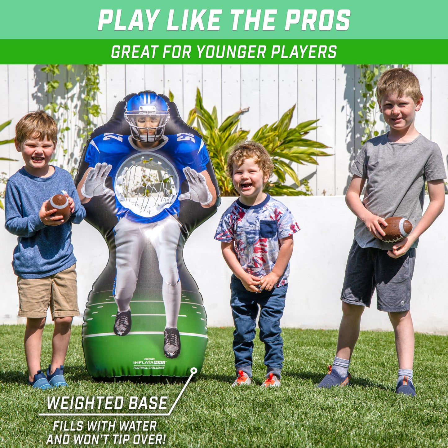 GoSports Football Toss Game for Kids - 4 ft Inflatable Receiver Touchdown Toss Game