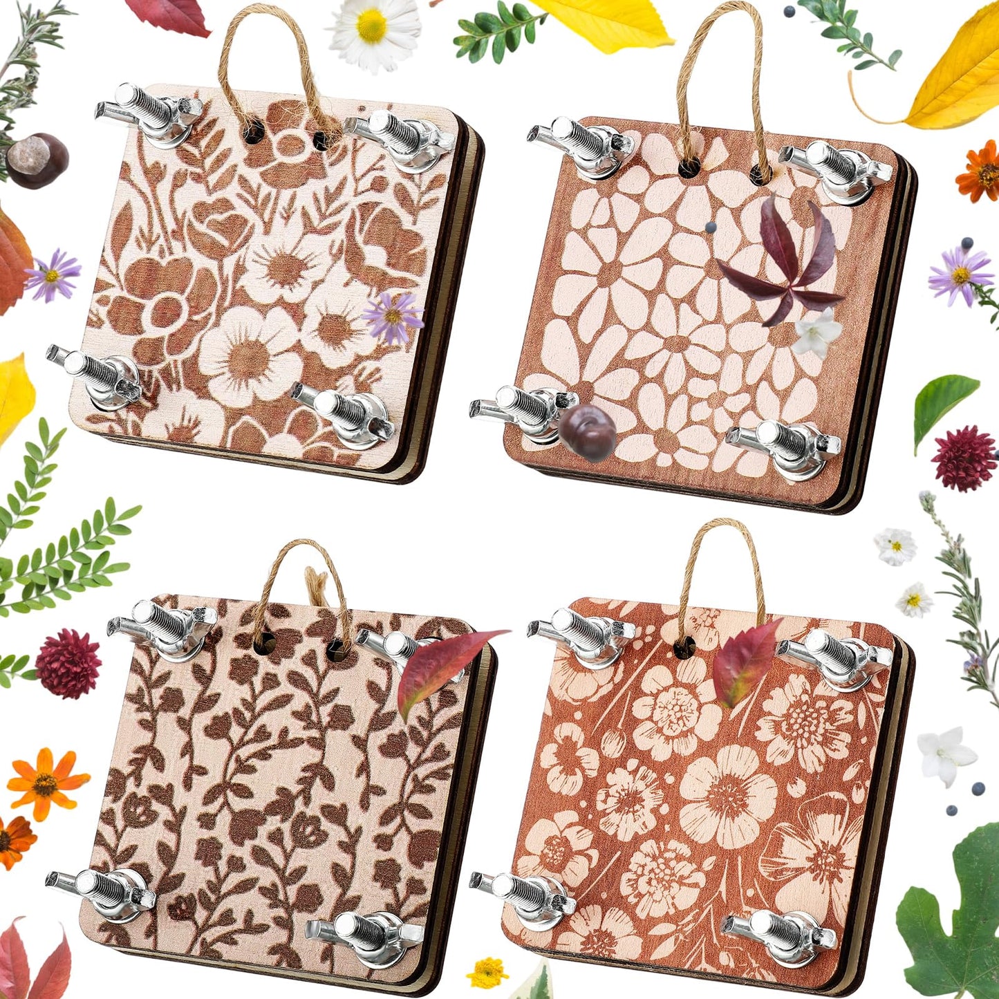 Leriton 4 Set Small Flowers Press Kit Pocket Micro Flower Pressing Mini Plant Preservation Kit for Arts and Crafts Lovers