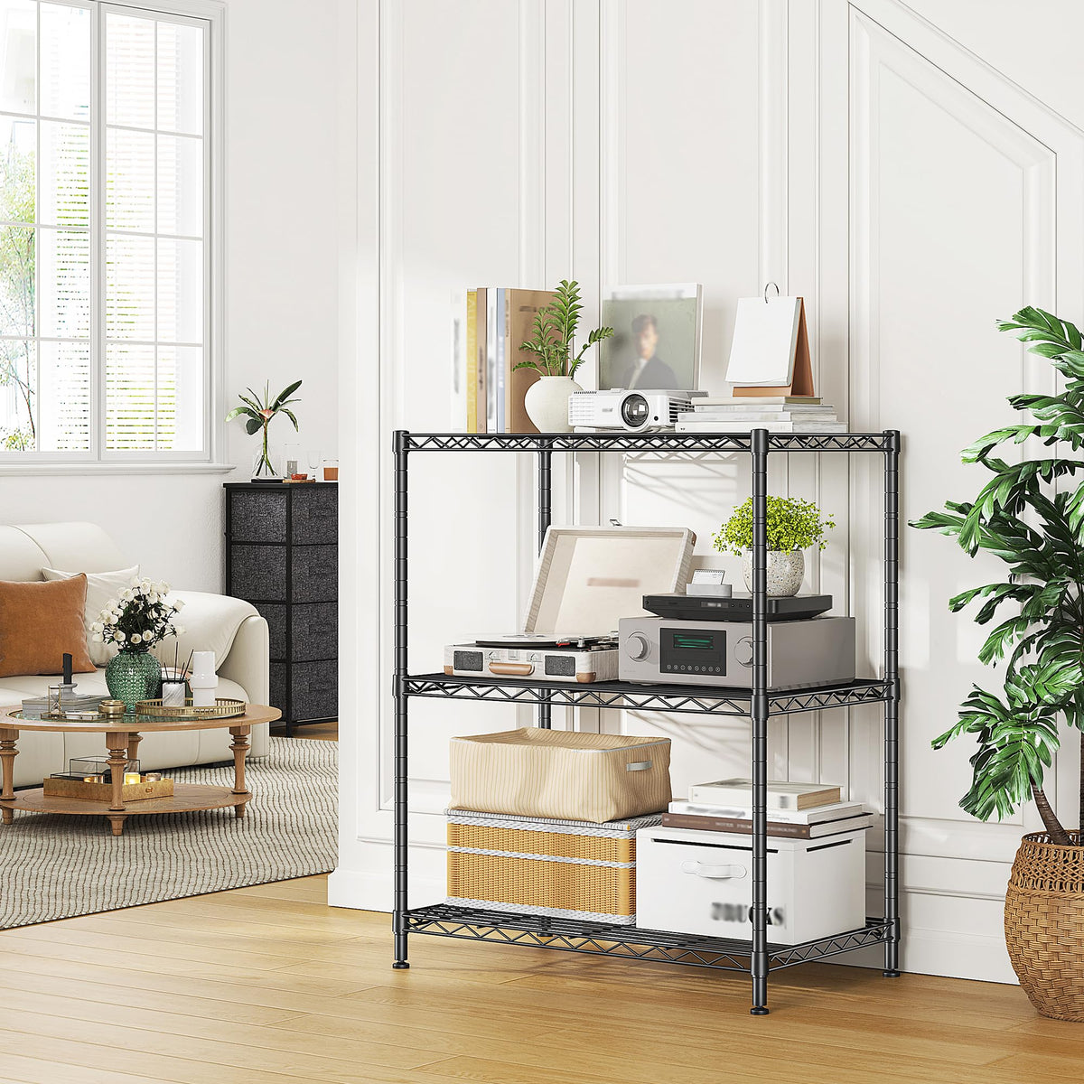 3 Tier 450LBS Adjustable Wire Shelving Unit for Kitchen (2 Count)
