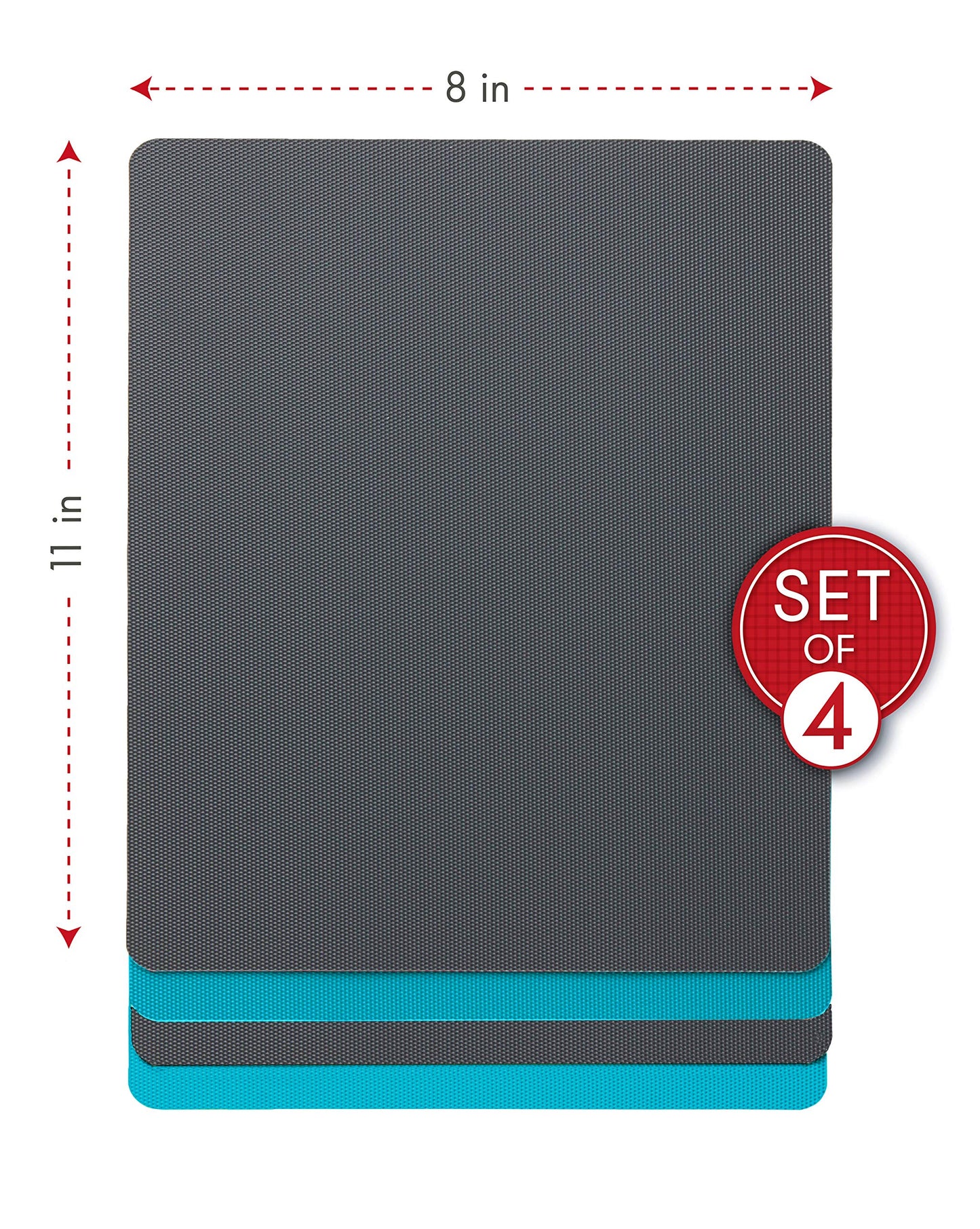 Dexas Heavy Duty Cutting Board Grippmat, Flexible Cutting Boards for Kitchen, Set of 4, Non Slip Plastic Board Cutting Mat 8 by 11 inches, Gray and Turquoise Set Kitchen Gadgets