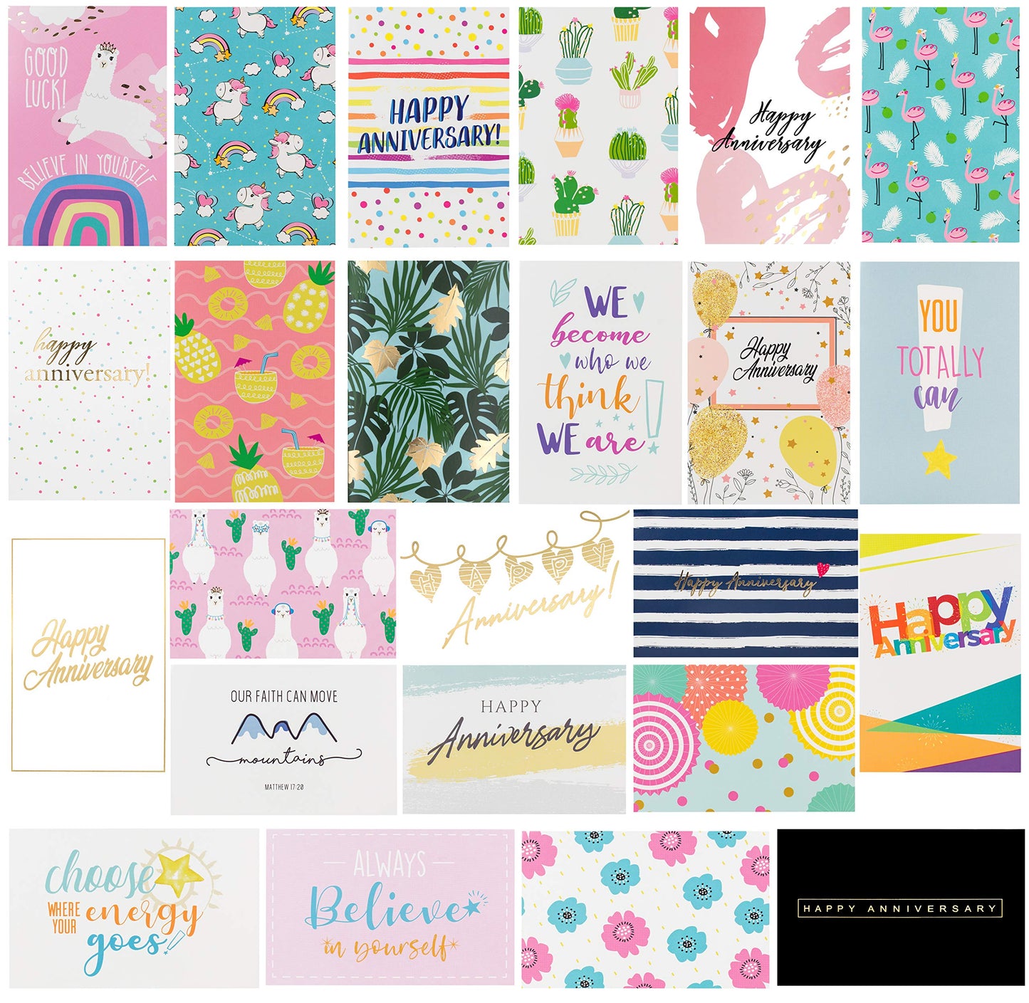 100 All Occasion Greeting Cards- 100 Eye Catching Designs with Greeting Card Organizer Box- Friendship, Anniversary, BFF, Thank You, Wedding Cards & More- 4 x 6 inches with 100 Envelopes
