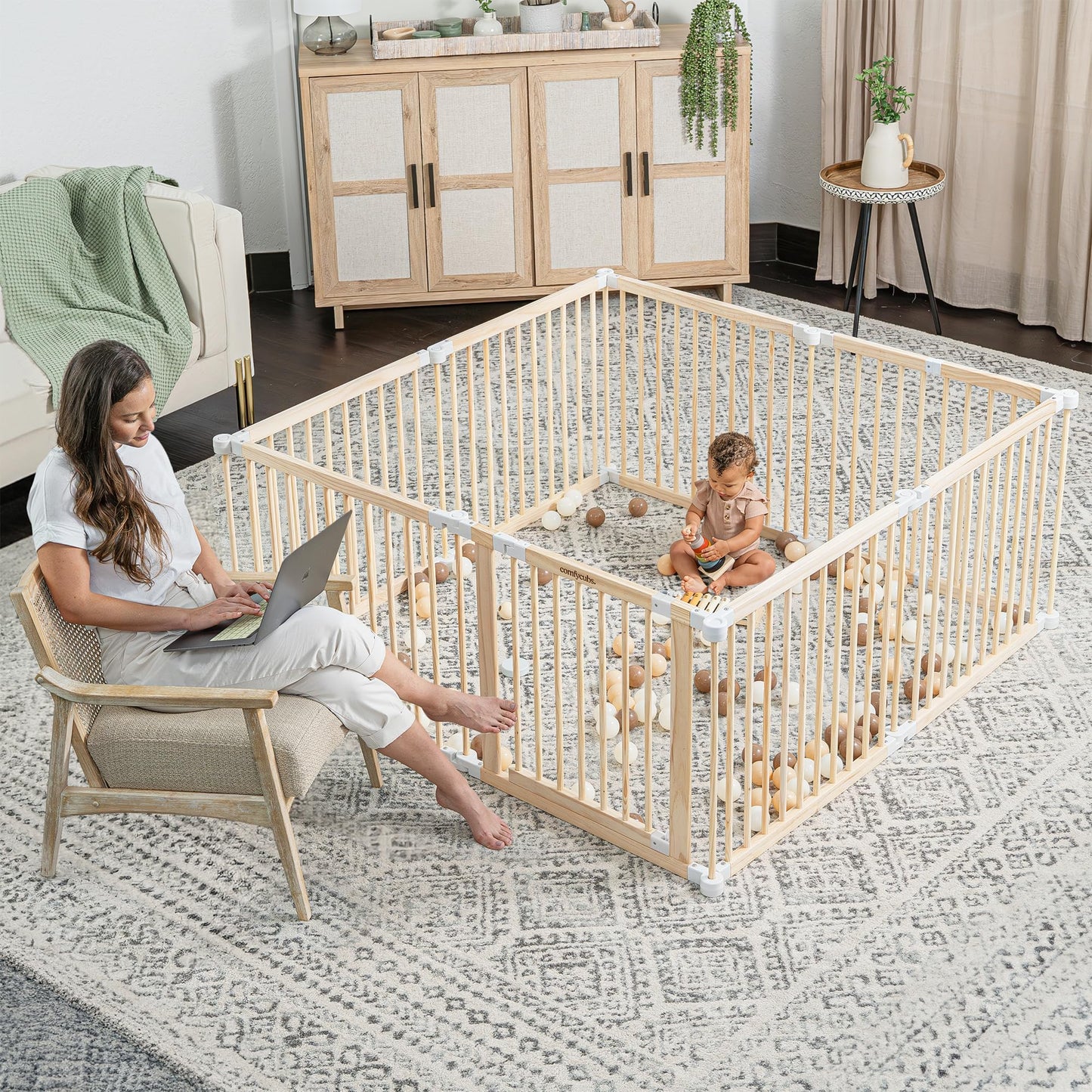 Comfy Cubs Stacking Rocks and Baby Gate Playpen Bundled