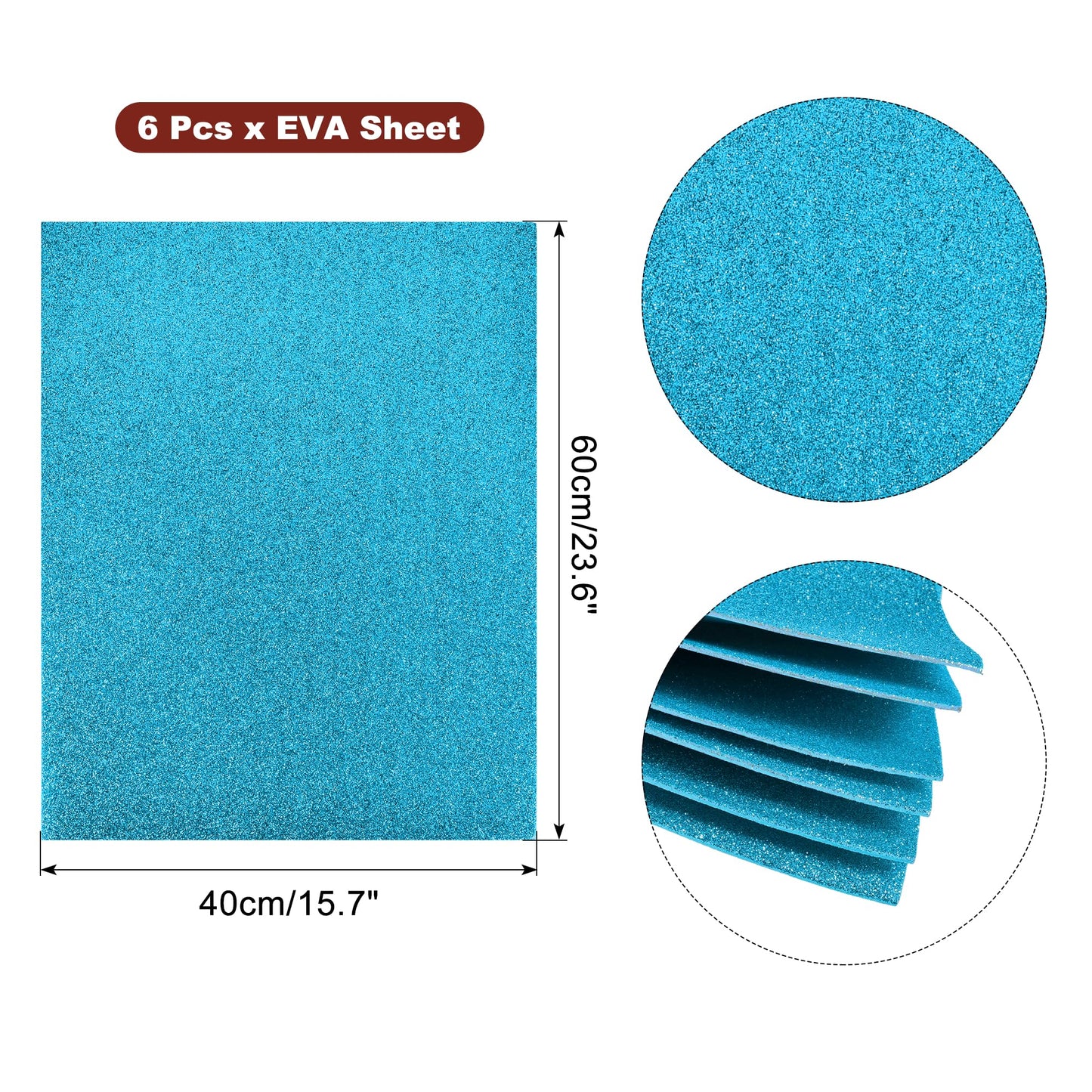 uxcell Light Blue Shiny EVA Foam Sheets 23.6x15.7in 1.5mm Thick for Crafts DIY 6 Pcs