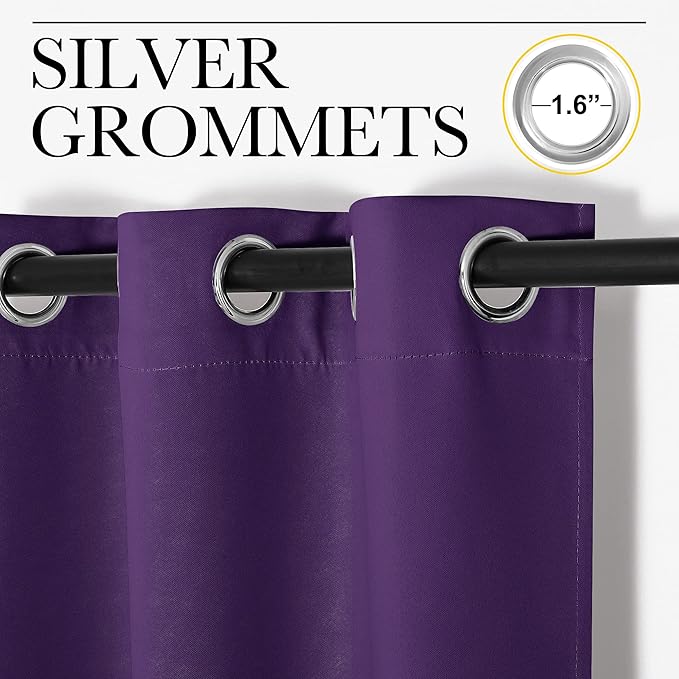 NICETOWN Thick Blackout Curtain and Drapes - Thermal Insulated Grommet Top Window Draperies for Bedroom, Block Out Light Curtain Panel (Royal Purple, 42 x 95, Pack of 2)