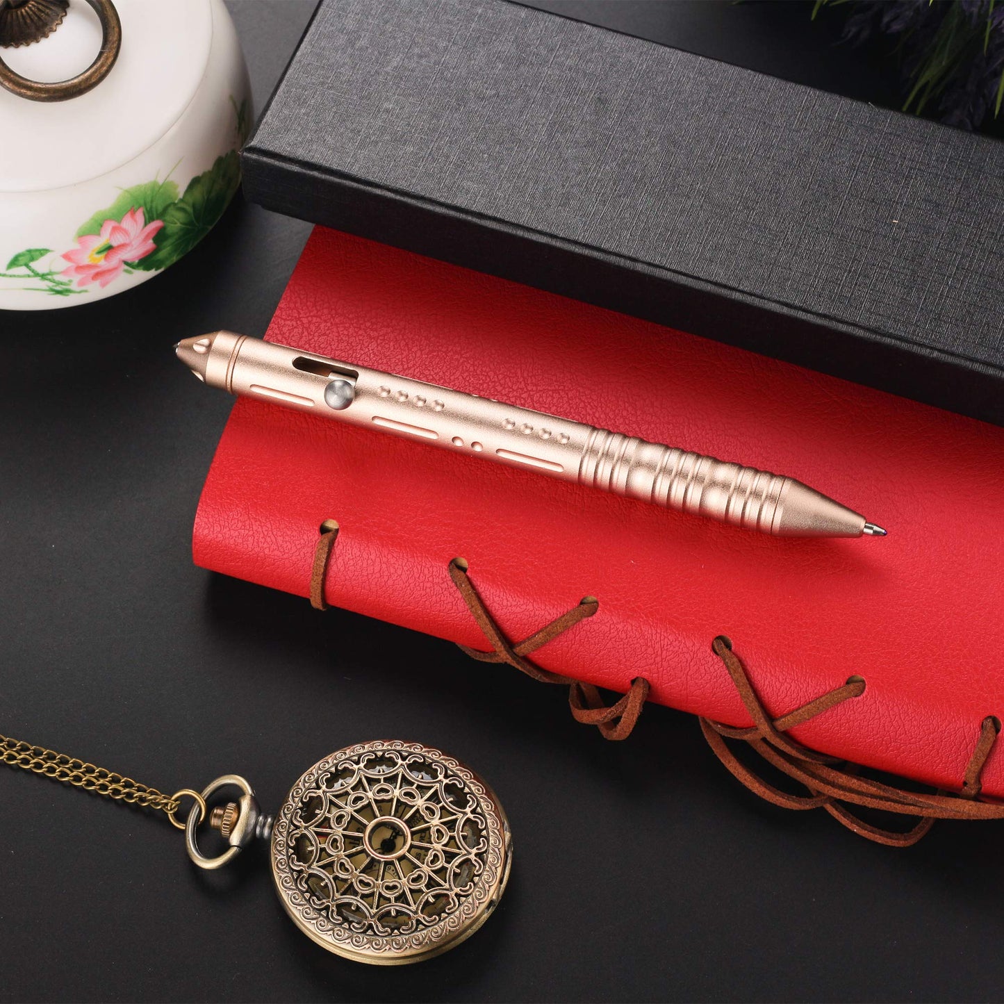 SMOOTHERPRO Bolt Action Pen with Tungsten Side 3 Colors for EDC Pocket Color Rose Gold(TP158)