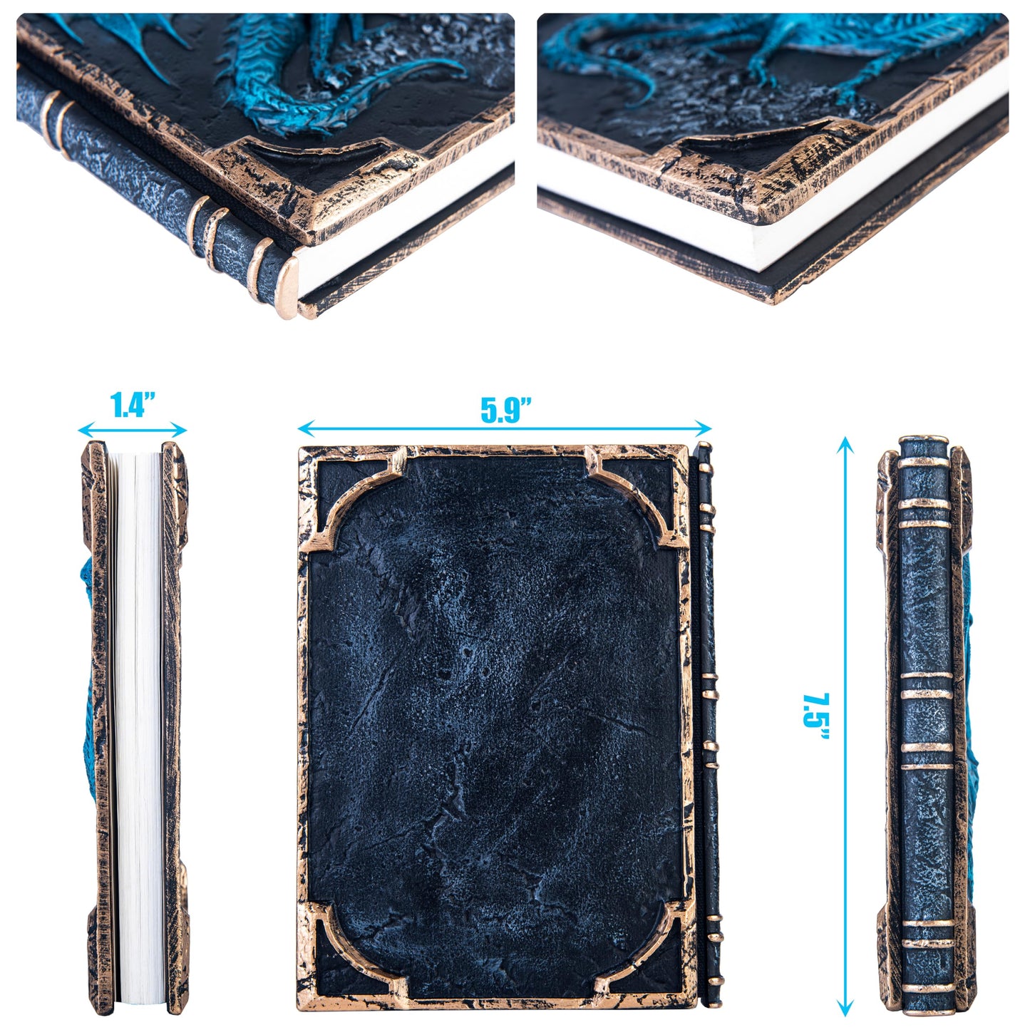Handmade Flying Dragon Embossed Journal,Resin Engraving Notebook,Lined Paper,Hardcover Travel Notepad for Writing,Sketchbook,Collection,Gift,Decoration Diary for Man Woman A5 Size (New blue flying dragon)
