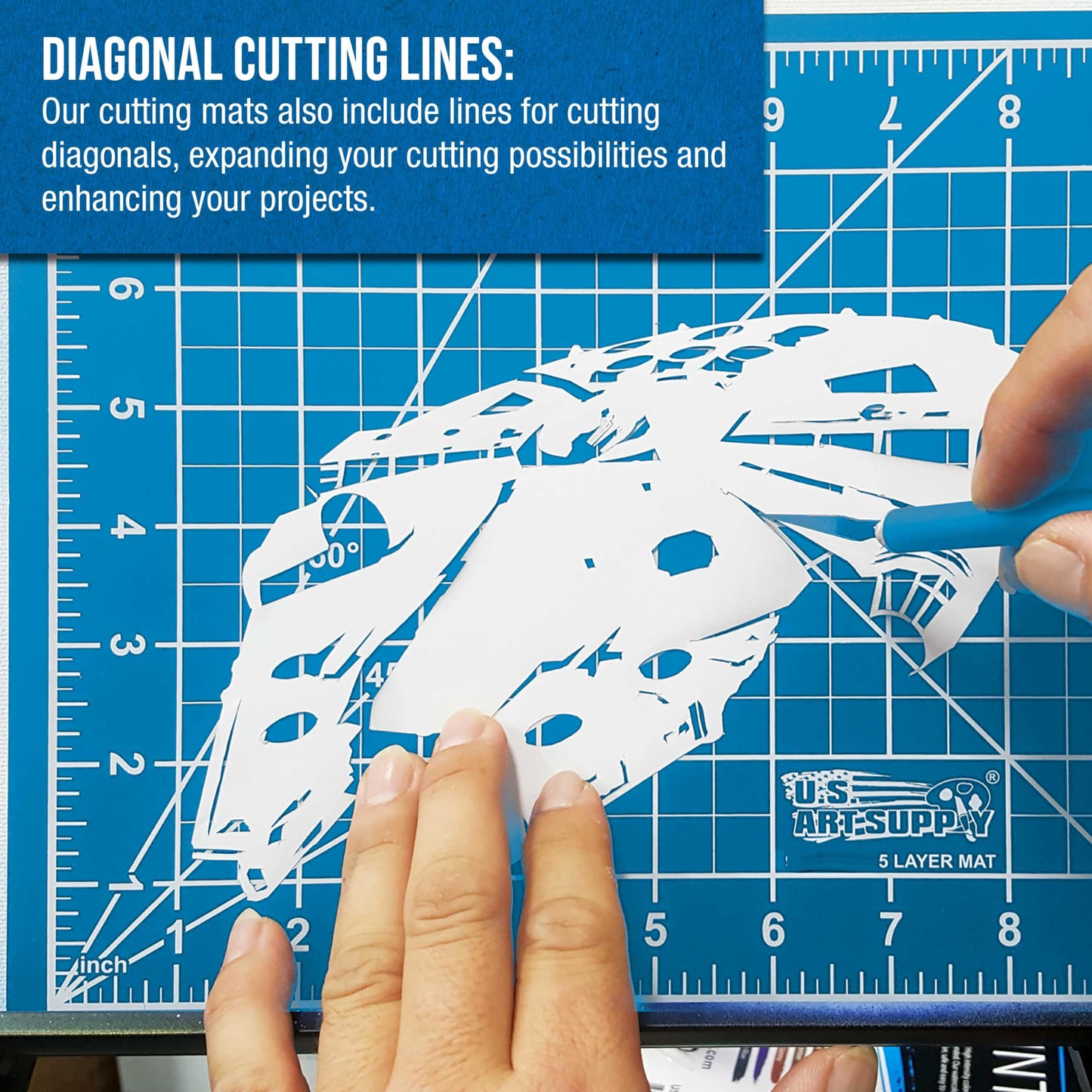 U.S. Art Supply 9" x 12" Self-Healing Cutting Mat 5-Ply (2 Pack) - Double-Sided Pink/Blue Craft Mat, Non-Slip Cutting Mats for Crafts, Sewing, Quilting, Scrapbooking